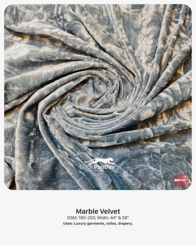 Imported Marble Velvet Fabric 180-250 GSM | 44” & 58” Width | Luxury Garments & Sofas in Surat